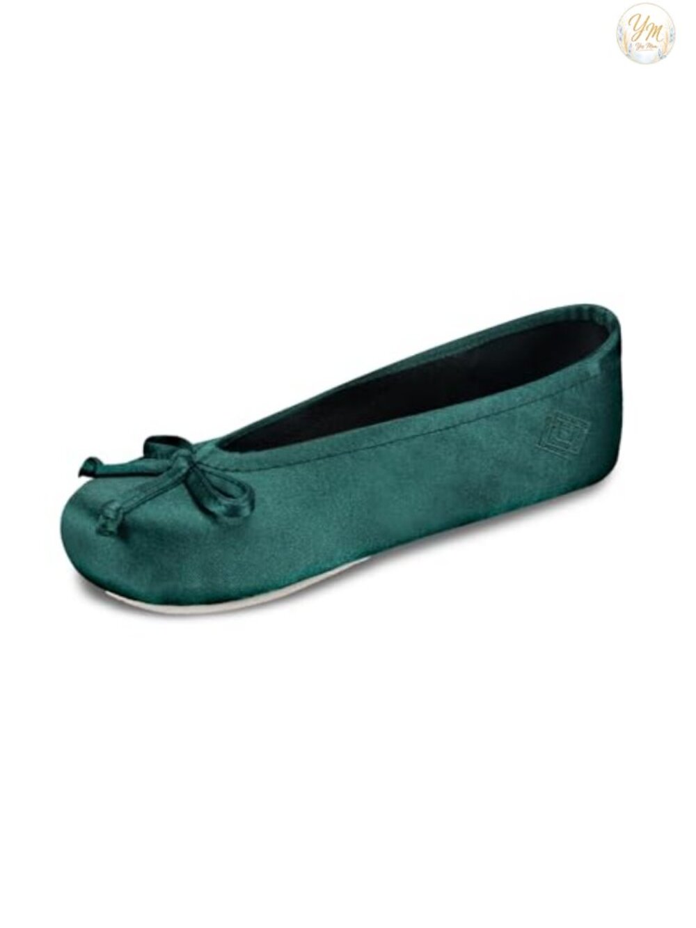 Isotoner Satin Ballerina Slippers with Bow and Suede Sole